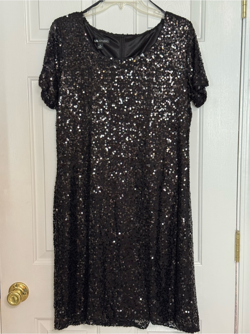 I.N. Studio Black Sequin Midi Dress